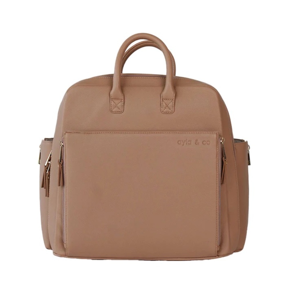 Ayla & Co Diaper Bag. Camel Vegan Leather. New and unused